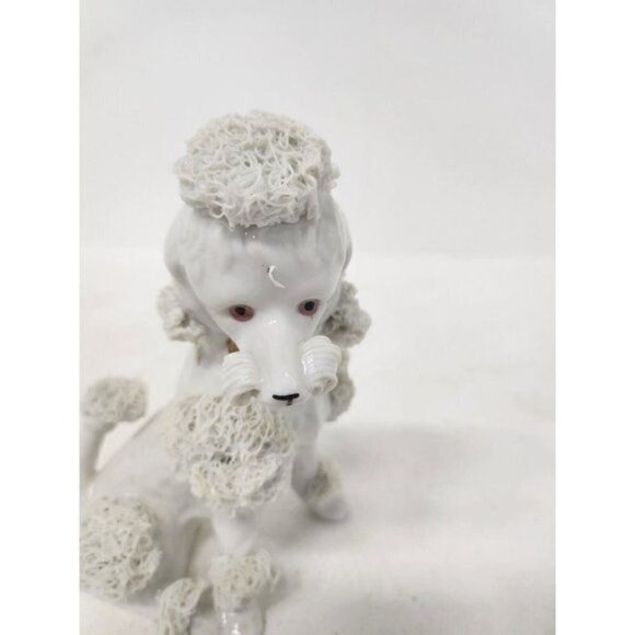 VTG 1950s Ceramic White Spaghetti Poodle Dog Figurine Japanese Rare Mid Century - Picture 3 of 10